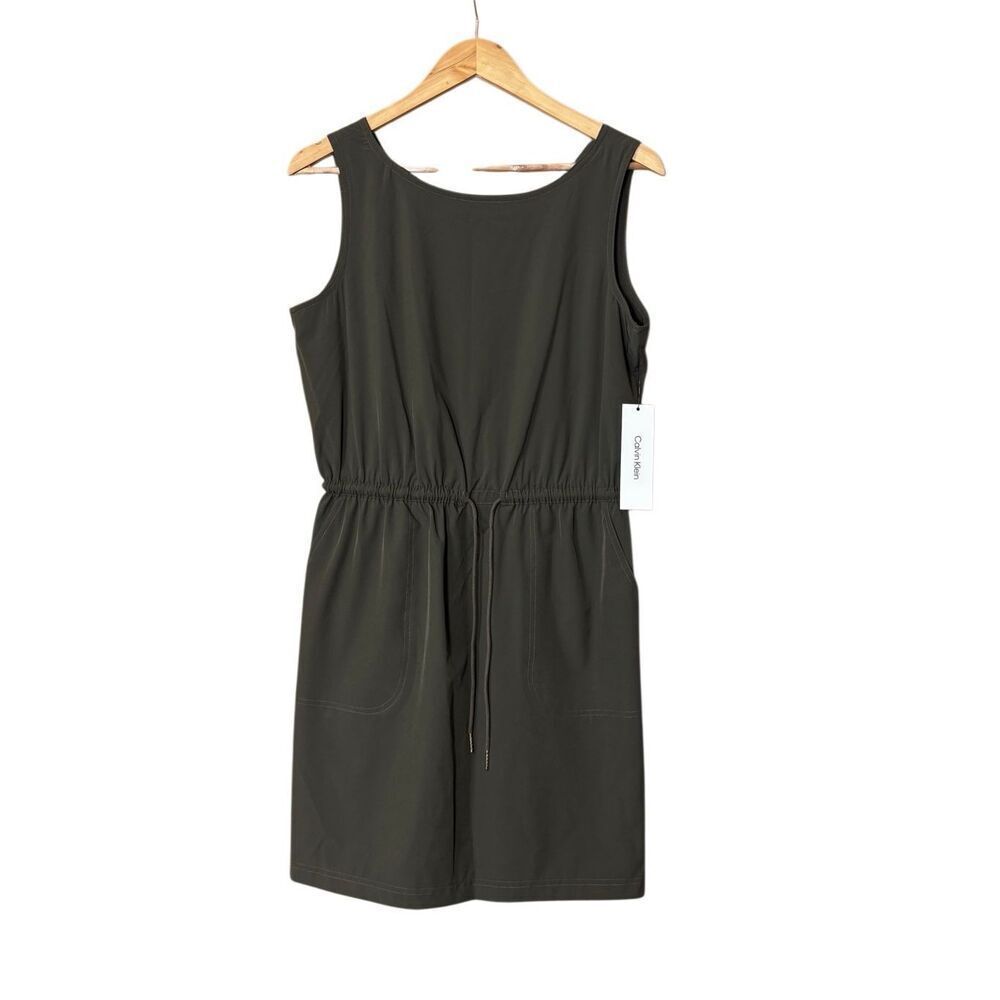 Calvin Klein Commuter Sleeveless Drawstring Waist Sheath Dress green size 10 new